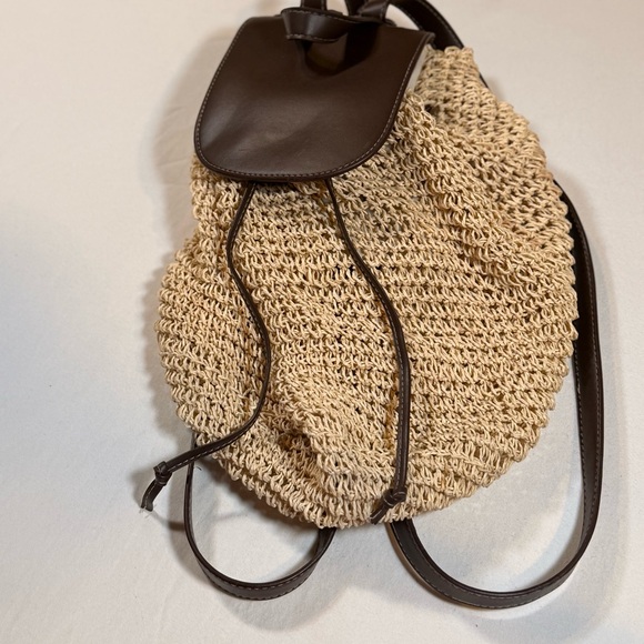 Cappelli‎ Straworld Purse Backpack Satchel Brown Straps School Work Travel Beach - Picture 2 of 10